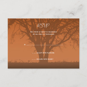 Rustige Oranje Oak Tree Wedding-kaart RSVP Kaartje