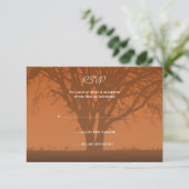 Rustige Oranje Oak Tree Wedding-kaart RSVP Kaartje (Staand voorkant)