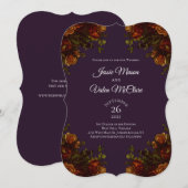 Rustige Oranje Paarse Herfst Elegant Wedding Kaart (Voorkant / Achterkant)