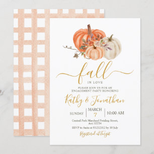 Rustige Oranje pompoen Floral Engagement Party Kaart