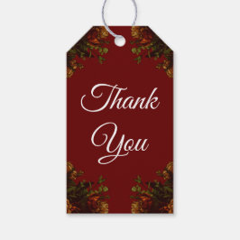 Rustige Oranje Rode Herfst Elegant Gothic Wedding Cadeaulabel