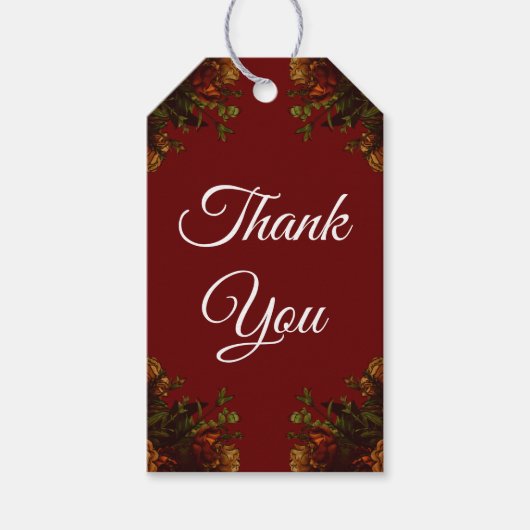 Rustige Oranje Rode Herfst Elegant Gothic Wedding Cadeaulabel (Voorkant)