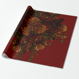 Rustige Oranje Rode Herfst Elegant Gothic Wedding Cadeaupapier