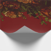 Rustige Oranje Rode Herfst Elegant Gothic Wedding Cadeaupapier (Hoek)