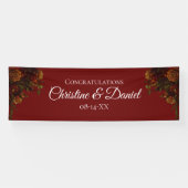 Rustige Oranje Rode Herfst Elegant Gothic Wedding Spandoek (Horizontaal)