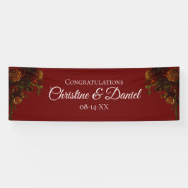 Rustige Oranje Rode Herfst Elegant Gothic Wedding Spandoek