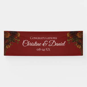 Rustige Oranje Rode Herfst Elegant Gothic Wedding Spandoek