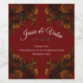 Rustige Oranje Rode Herfst Elegant Gothic Wedding Wijn Etiket (Enkel label)