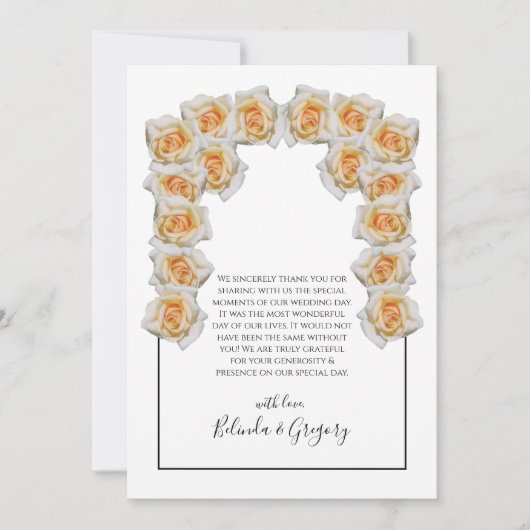 Rustige Oranje Rozen bruiloft Hartelijk dank Bedankkaart (Voorkant)