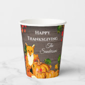 Rustige Oranje Thanksgiving Fox Pumpkin Herfst Papieren Bekers (Achterkant)