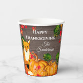 Rustige Oranje Thanksgiving Fox Pumpkin Herfst Papieren Bekers (Voorkant)