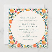 Rustige Oranje Waterverf Floral Shower Square Kaart (Voorkant)