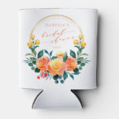 Rustige Oranje Waterverf Floral Vrijgezellenfeest Blikjeskoeler (Voorkant)