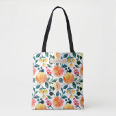 Rustige Oranje Waterverf Flowers Gepersonaliseerd Tote Bag (Voorkant)