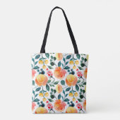 Rustige Oranje Waterverf Flowers Gepersonaliseerd Tote Bag (Achterkant)