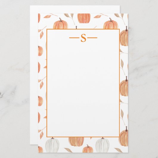 Rustige Oranje witte pompoenen met springplank Briefpapier (Voorkant / Achterkant)