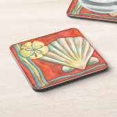 Rustige Oranje zeeschelpen Bier Onderzetter (Linkerzijde)