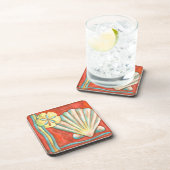 Rustige Oranje zeeschelpen Bier Onderzetter (Rechterzijde)