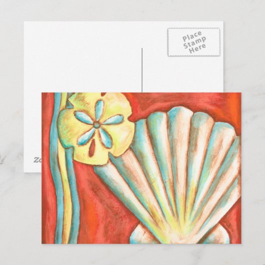 Rustige Oranje zeeschelpen Briefkaart (Voorkant / Achterkant)