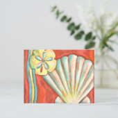 Rustige Oranje zeeschelpen Briefkaart (Staand voorkant)