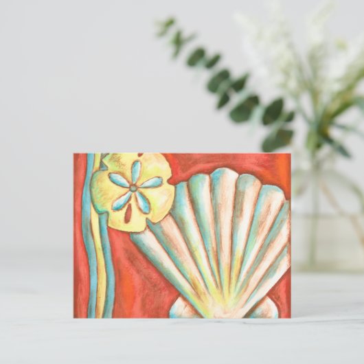 Rustige Oranje zeeschelpen Briefkaart (Staand voorkant)