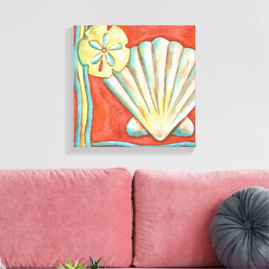 Rustige Oranje zeeschelpen Canvas Afdruk (Insitu (Woonkamer))