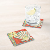 Rustige Oranje zeeschelpen Kartonnen Onderzetters (Insitu)