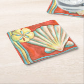 Rustige Oranje zeeschelpen Kartonnen Onderzetters (Schuin)