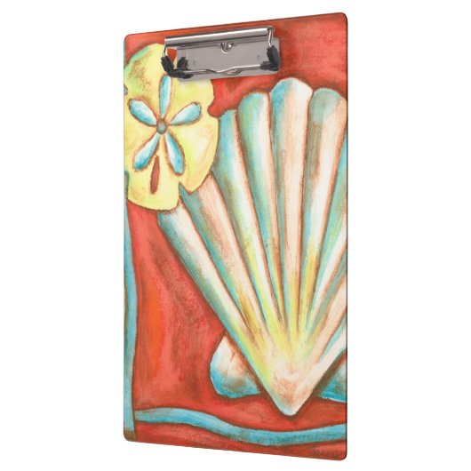 Rustige Oranje zeeschelpen Klembord (Links)