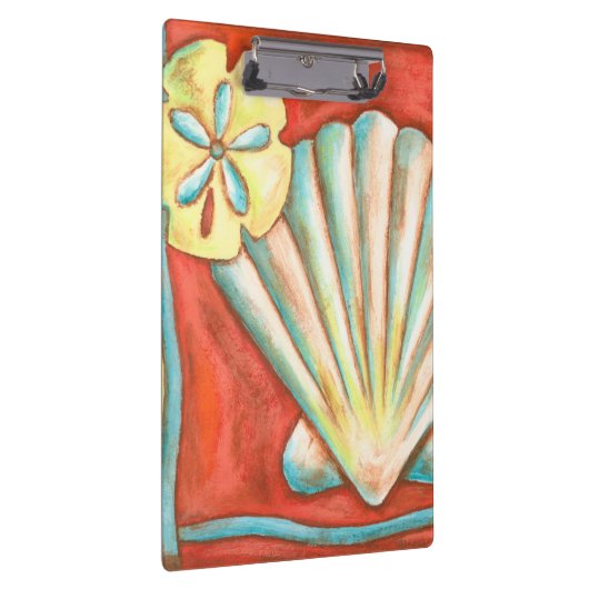 Rustige Oranje zeeschelpen Klembord (Rechts)