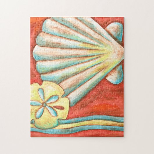 Rustige Oranje zeeschelpen Legpuzzel (Verticaal)