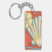 Rustige Oranje zeeschelpen Sleutelhanger (Voorkant Links)