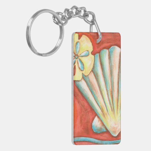 Rustige Oranje zeeschelpen Sleutelhanger (Voorkant Links)