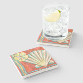 Rustige Oranje zeeschelpen Stenen Onderzetter (Zijkant)