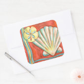 Rustige Oranje zeeschelpen Vierkante Sticker (Envelop)
