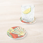 Rustige Oranje zeeschelpen Zandsteen Onderzetter (Zijkant)