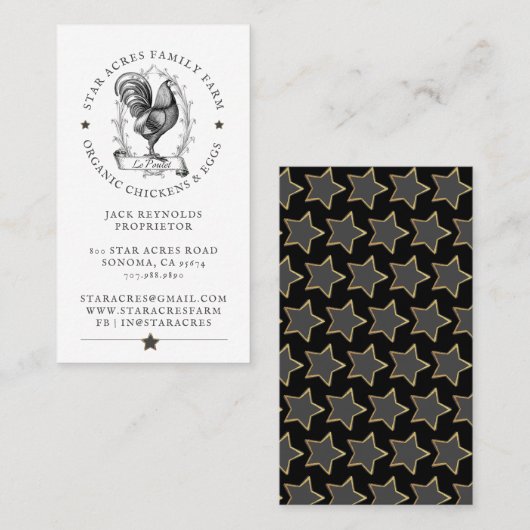 Rustige organische kippenhouderij, vers biologisch visitekaartje (Voorkant / Achterkant)