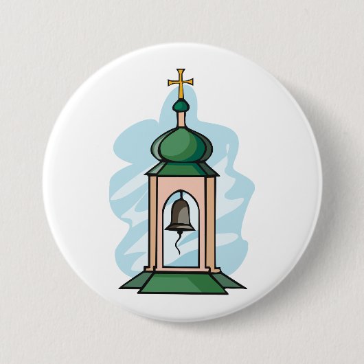 Rustige Orthodoxe Kerk Klokkentoren Ronde Button 7,6 Cm (Voorkant)