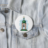 Rustige Orthodoxe Kerk Klokkentoren Ronde Button 7,6 Cm (In situ)
