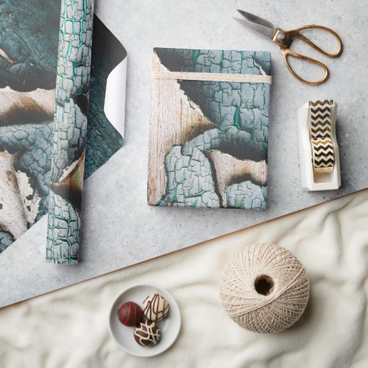 Rustige, oude, lichtblauwe, groene peling cadeaupapier (Crafts)