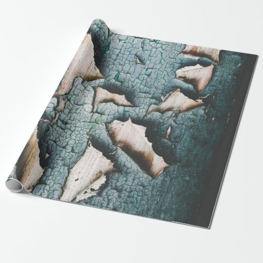 Rustige, oude, lichtblauwe, groene peling cadeaupapier (Uitgerold)