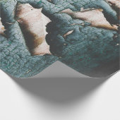 Rustige, oude, lichtblauwe, groene peling cadeaupapier (Hoek)