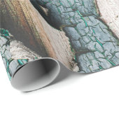 Rustige, oude, lichtblauwe, groene peling cadeaupapier (Rol Hoek)