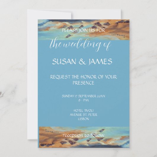 Rustige oude roeiboot op stiits Uitnodiging (Voorkant)