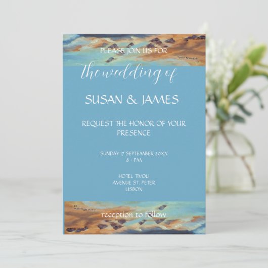 Rustige oude roeiboot op stiits Uitnodiging (Staand voorkant)