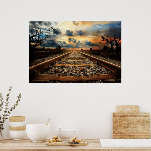 Rustige oude treinen poster (Keuken)