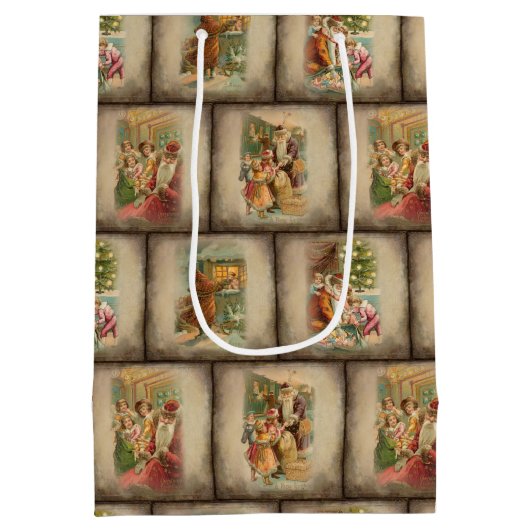 Rustige Oude Wereld kerstkledij Medium Cadeauzakje (Achterkant)