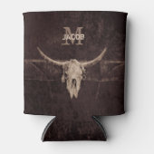 Rustige oude Westerne monogram bruin beige bull sc Blikjeskoeler (Voorkant)