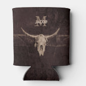 Rustige oude Westerne monogram bruin beige bull sc Blikjeskoeler (Achterkant)