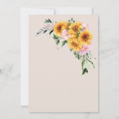Rustige ovale hout Zonnebloem Roze bruiloft Kaart (Achterkant)